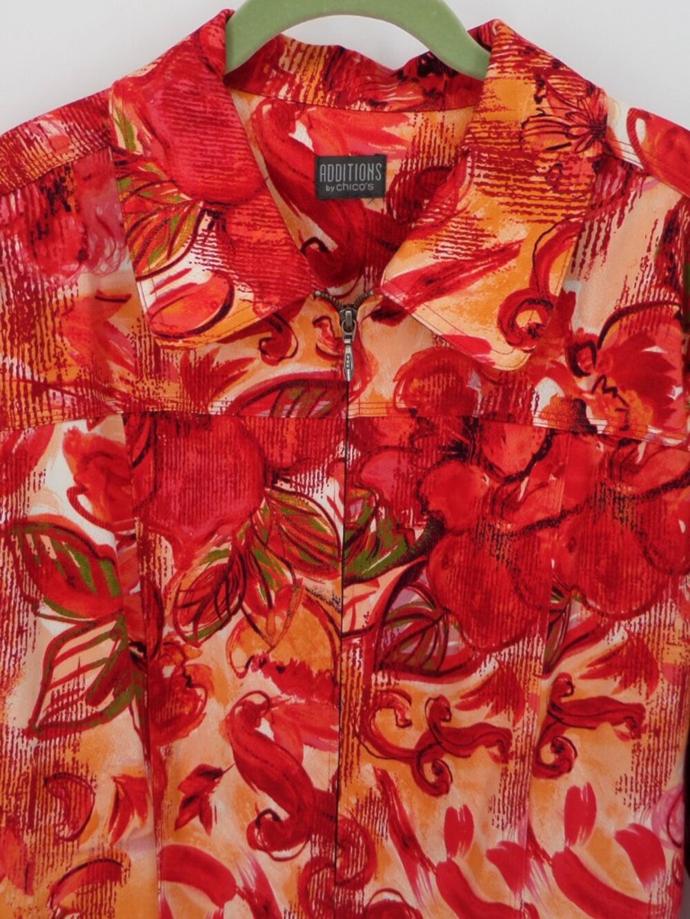Chico's Additions Woman's Fall Long Sleeve Multi Color Print Jacket SZ 3 US 16 - Picture 2 of 7